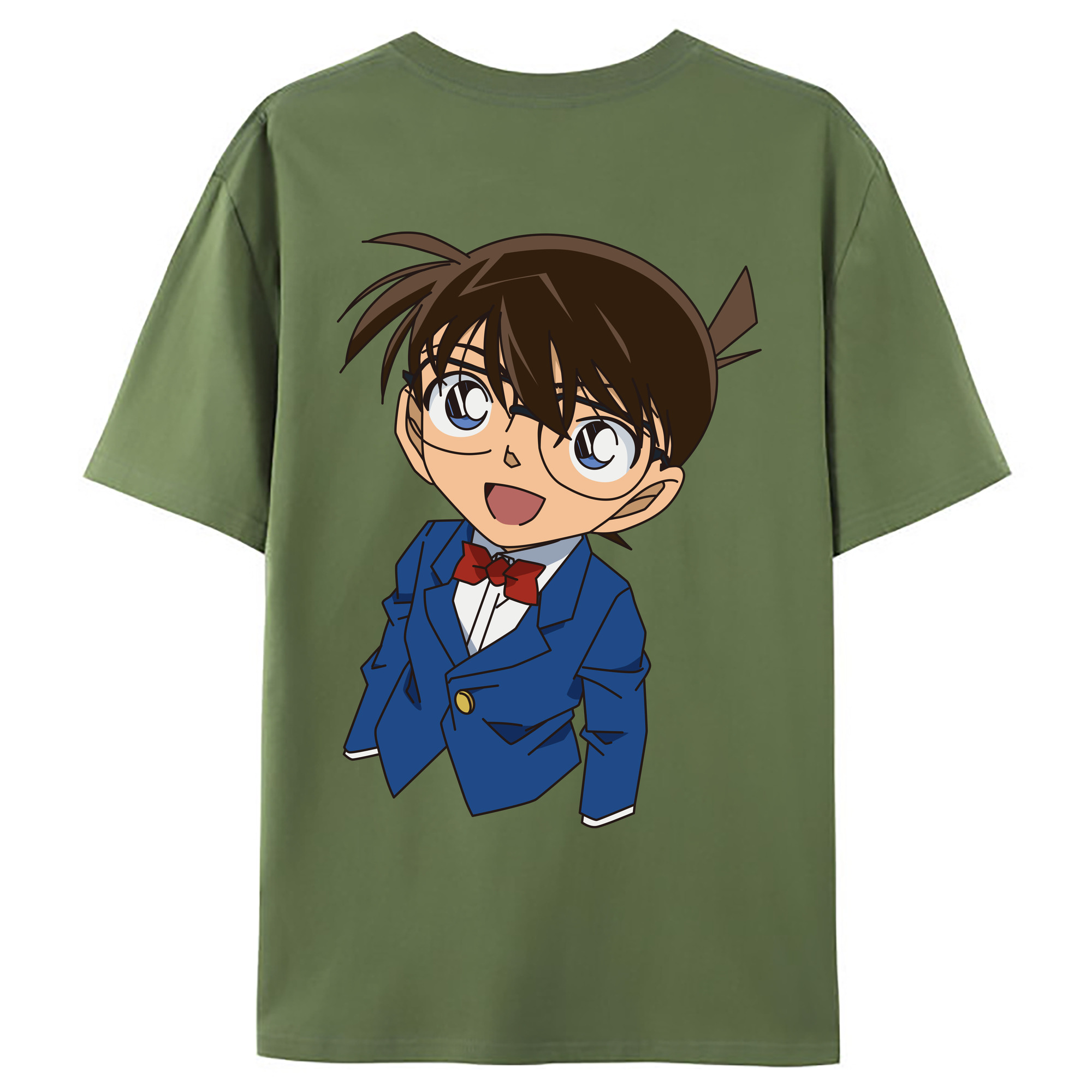 （画像用） 名探偵コナン 江戸川 コナン Detective Conan Conan Edogawa 綿100％ メンズ半袖Tシャツ（バックプリント） 通気性
